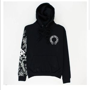 Chrome hearts logo accented black hoodie
